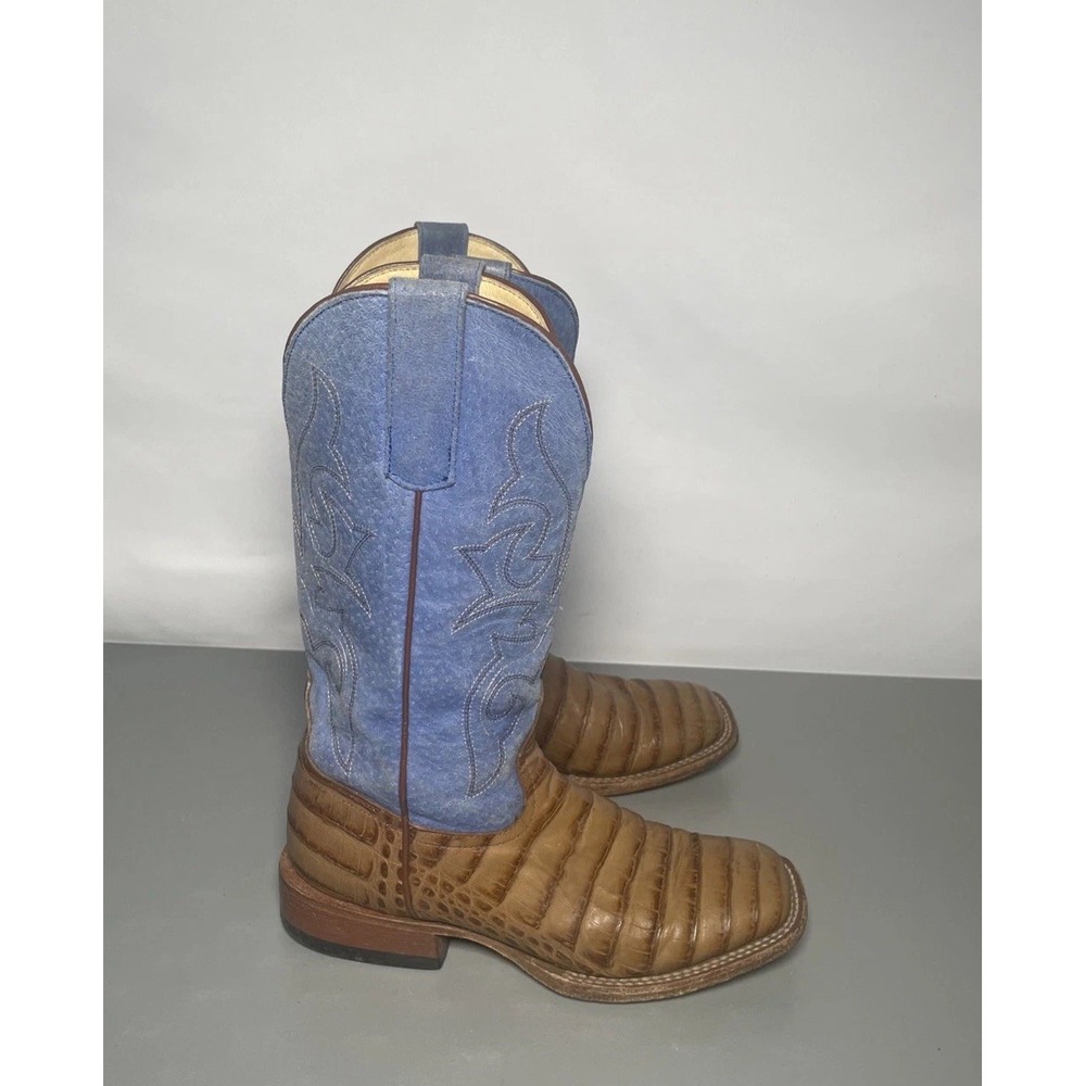 Horse Power Anderson Bean Leather Western Boots Brown Teal Aqua Youth 6